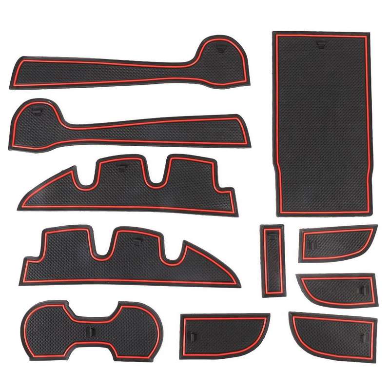 Car Water Cup Gate Slot Mats Plastic Red Anti-Slip Interior Door Pad for Toyota Camry 2012-2016