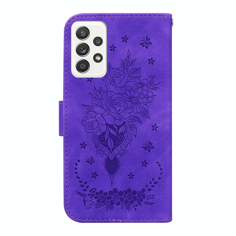 For Samsung Galaxy A52 5G / 4G Butterfly Rose Embossed Leather Phone Case(Purple)