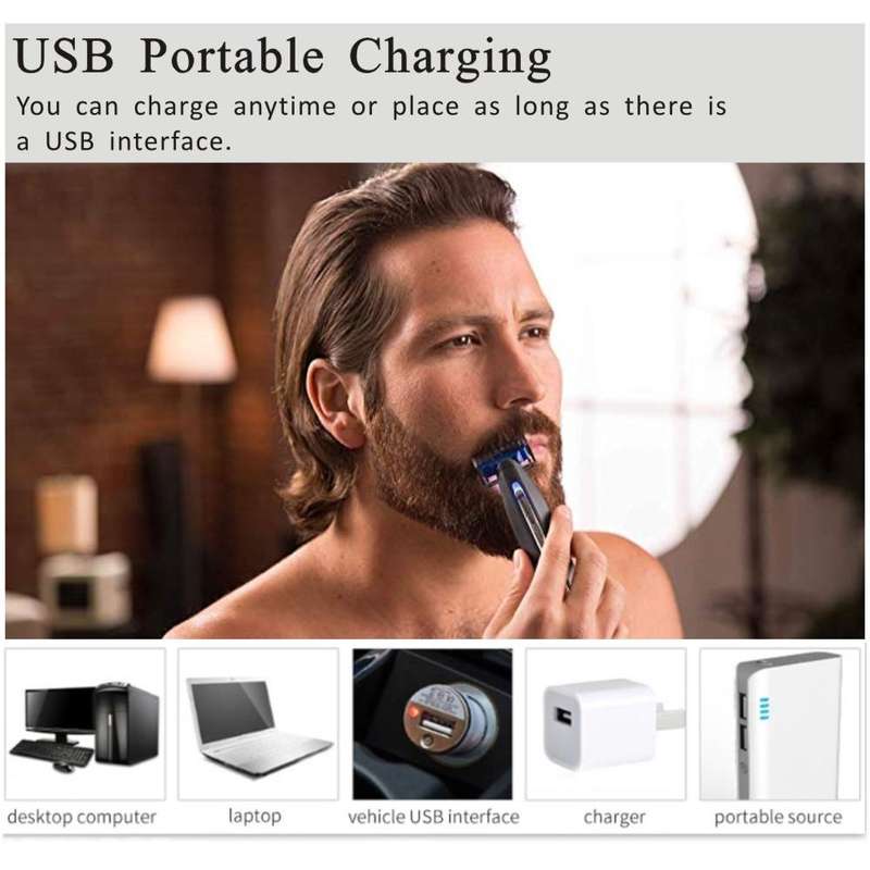 Electric Men Shaver Rechargeable Shaver Trimmer(Black + Blue)