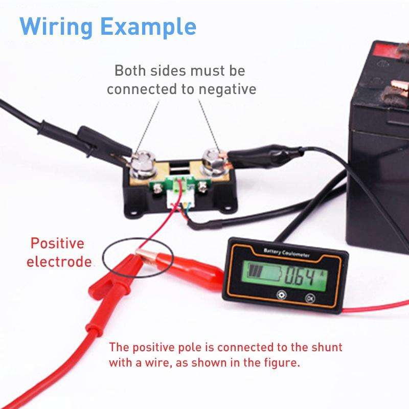 2m 100A 12V 48V Digital Display DC Current Voltmeter Lead-Acid Lithium Battery Charge Meter