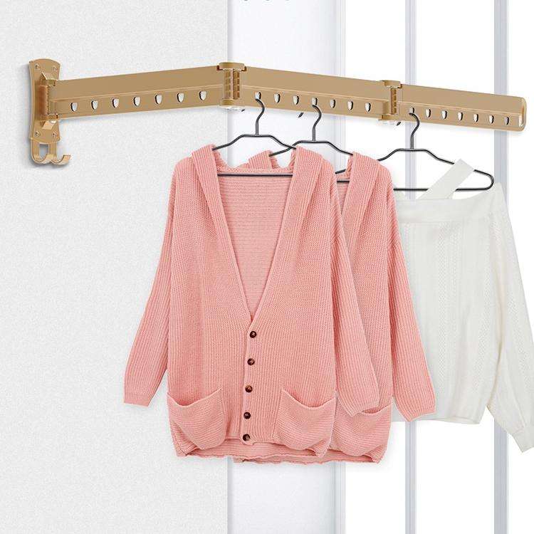 Clothes Rack Folding Telescopic Balcony Drying Rack Indoor Household Wall-Mounted Clothes Rail, C...