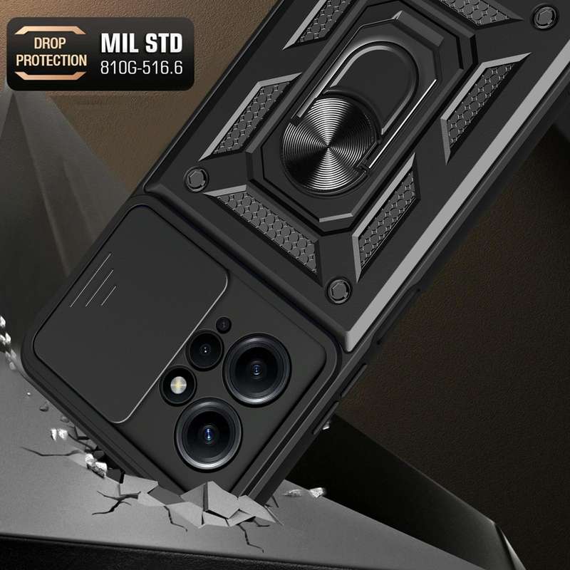 For Xiaomi Redmi Note 12 4G Global Sliding Camera Cover Design Phone Case(Black)