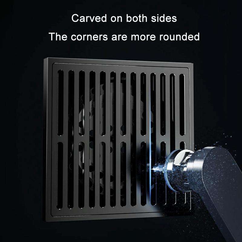 Bathroom Sewer Deodorant Pure Copper Floor Drain, Specification: Black Streamline