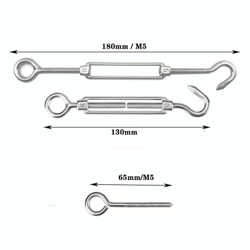 Flower Basket Screws 304 Stainless Steel Wire Rope Hook Tensioner, Specification:M14(Silver)