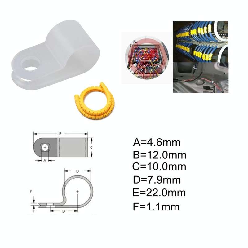 50 PCS 5/16 inch Rope Light R-Style Mounting Clips with Stainless Screws and Number Tube Cable Ma...