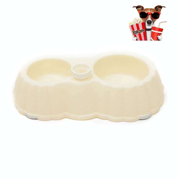 Pumpkin Shape Dog Cat Food Dish + Drinking Water Double Bowls with Automatic Water Dispenser, Siz...
