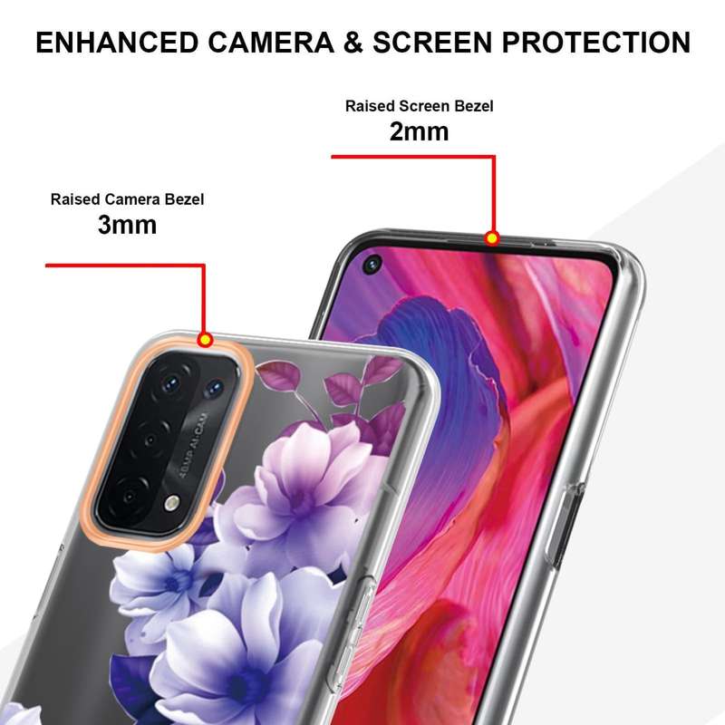 For OPPO A74 5G / A93 5G / A54 5G / A93S 5G Flowers and Plants Series IMD TPU Phone Case(Purple B...