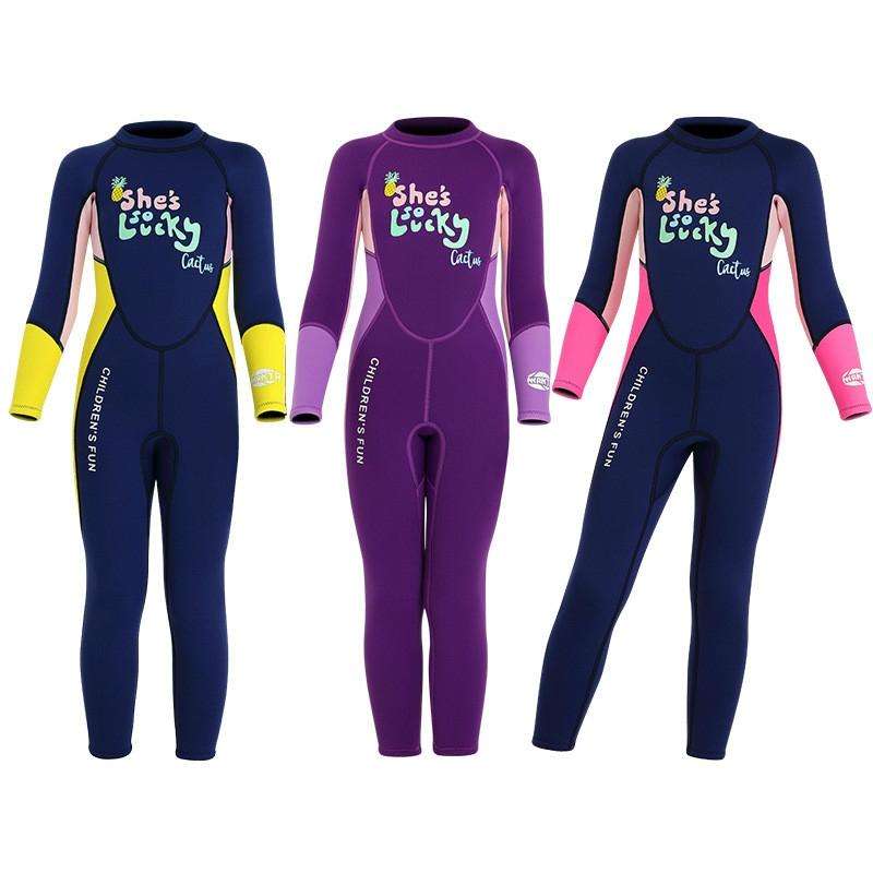 DIVE&SAIL Children Warm Swimsuit One-piece Wetsuit Long Sleeve Cold-proof Snorkeling Surfing Suit...