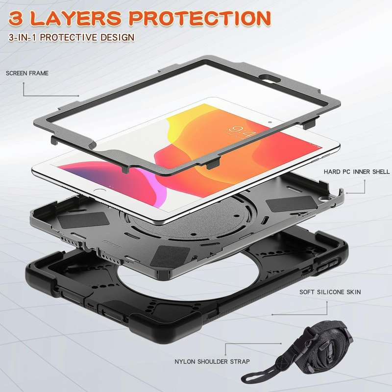 For Apple iPad 10.2 2021 / 2020 / 2019 Contrast Color Silicone + PC Protective Case with Holder &...