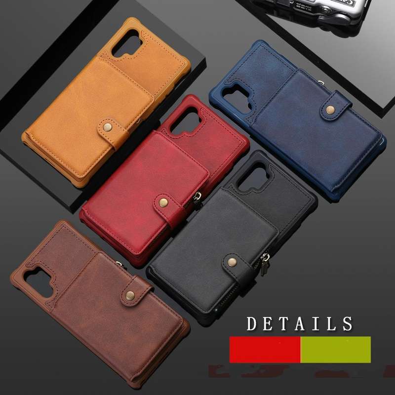 For Galaxy Note 10 Plus Buckle Zipper Shockproof Protective Case with Holder & Card Slots & Walle...