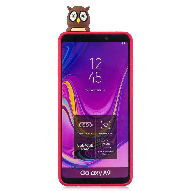 For Galaxy A9 (2018) Shockproof Cartoon TPU Protective Case(Red Owl)
