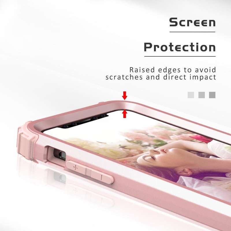 For iPhone 11 Pro Max PC+ Silicone Three-piece Anti-drop Mobile Phone Protective Back Cover(Rose ...