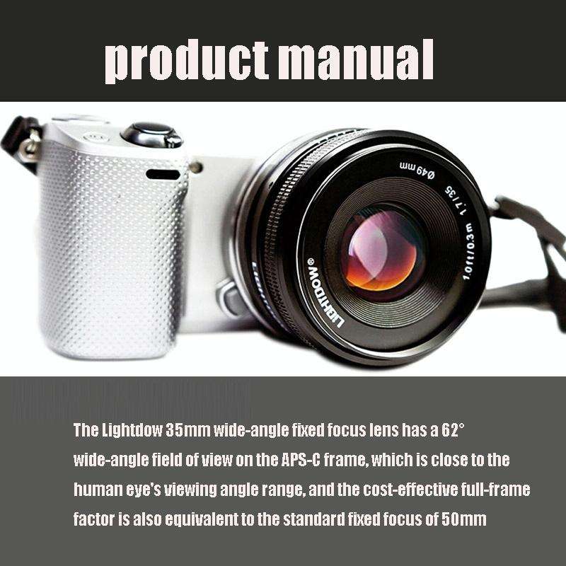 LIGHTDOW 35mm F1.7 E-Mount Manual Fixed Focus Lens for Sony