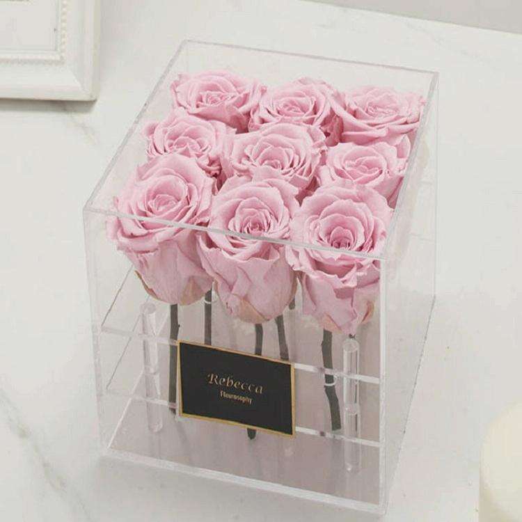 Square Transparent Acrylic Gift Box Flower Box, Specification: 9 Holes