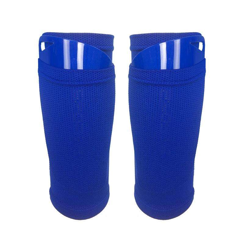 Football Shin Pads + Socks Sports Protective Equipment, Color: Dark Blue (M)