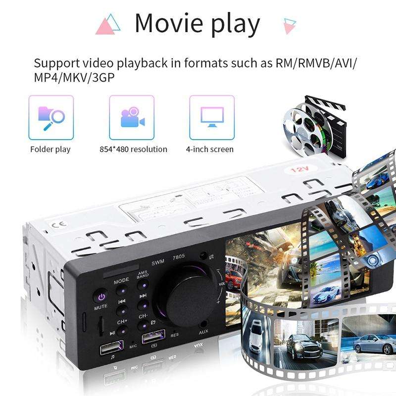 7805 4.1 inch Universal Car Radio Receiver MP5 Player, Support FM & Bluetooth & TF Card with Remo...