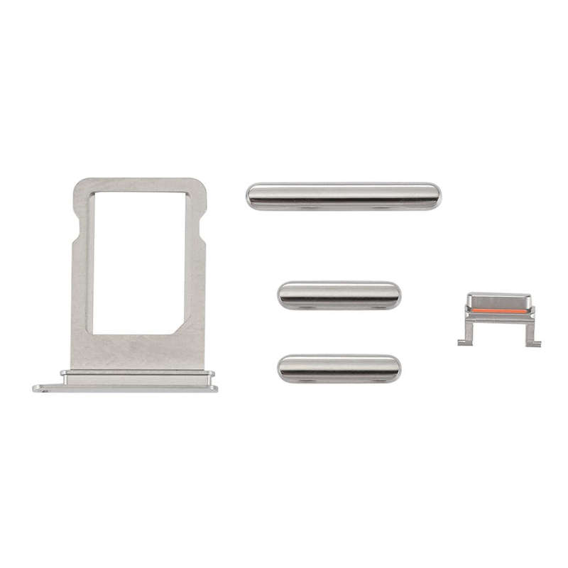 Card Tray + Volume Control Key + Power Button + Mute Switch Vibrator Key for iPhone X(Silver)