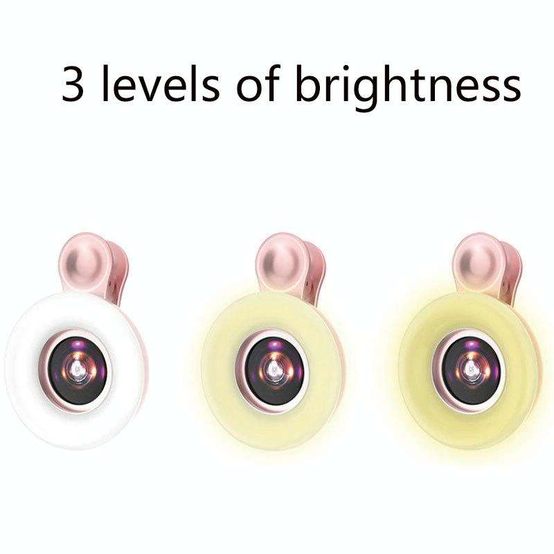 Mobile Phone Macro Lens Beauty Makeup Selfie Light(Pink)