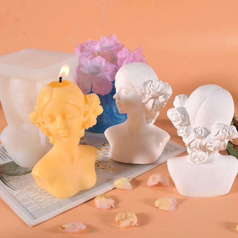 Aromatherapy Plaster Mold Rose Beauty Candle Silicone Mold, Style: Close Eyes