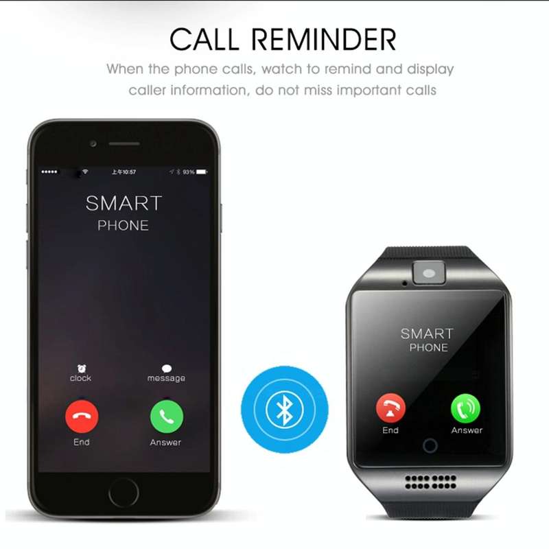 Q18 1.54 inch TFT Screen MTK6260A 360MHz Bluetooth 3.0 Smart Watch Phone, 128M + 64M Memory(Black)