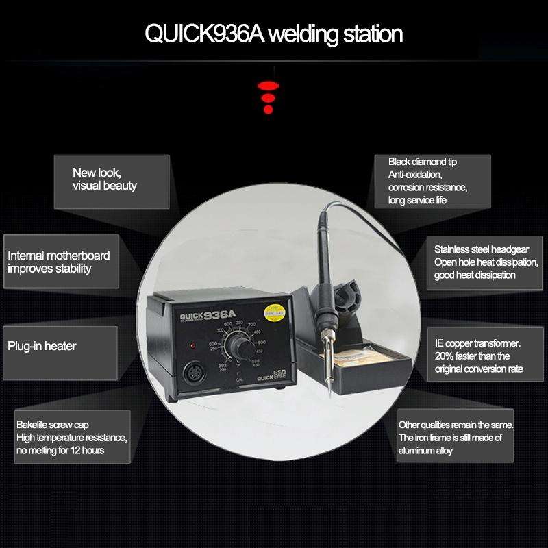 4 in 1 QUICK 936A 220V 60W Soldering Station Constant Temperature Soldering Iron Soldering Tool, ...