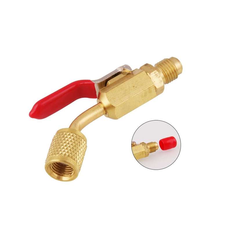 6 in 1 Car Air Conditioning Refrigerant Angled Compact Ball Valve for HVAC / AC Air Conditioning ...