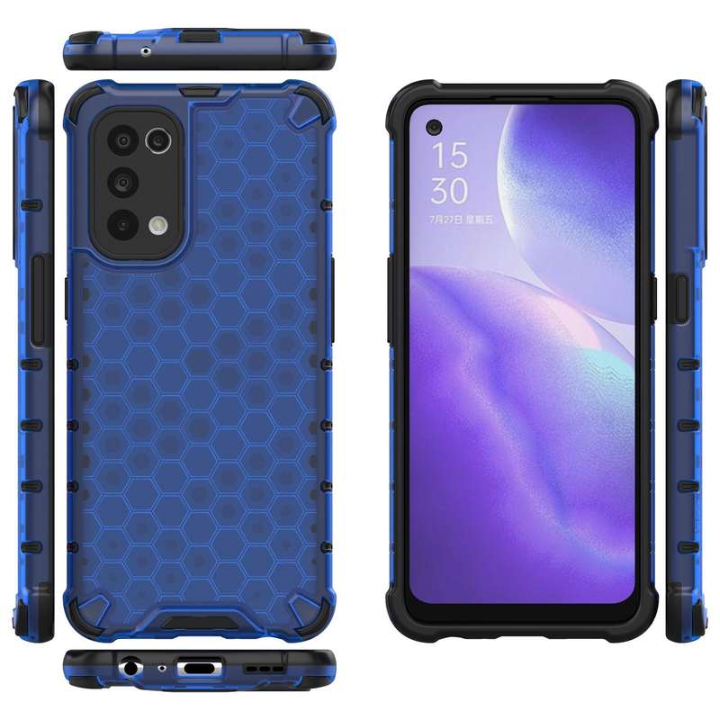For Oppo Reno5 5G Shockproof Honeycomb PC + TPU Case(Blue)