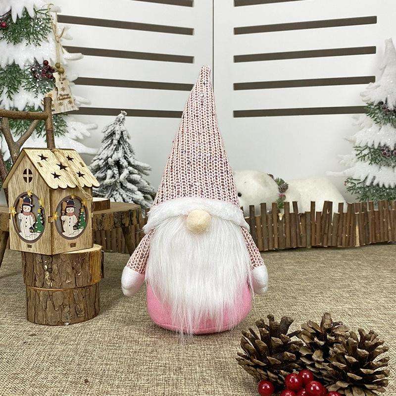 Christmas Decorations Window Decorations for Faceless Elderly Dolls Decorative Dolls(Pink)