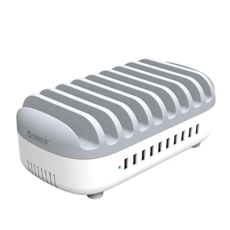 ORICO DUK-10P 120W 10 USB Ports Smart Charging Station with Phone & Tablet Stand, EU Plug(White)