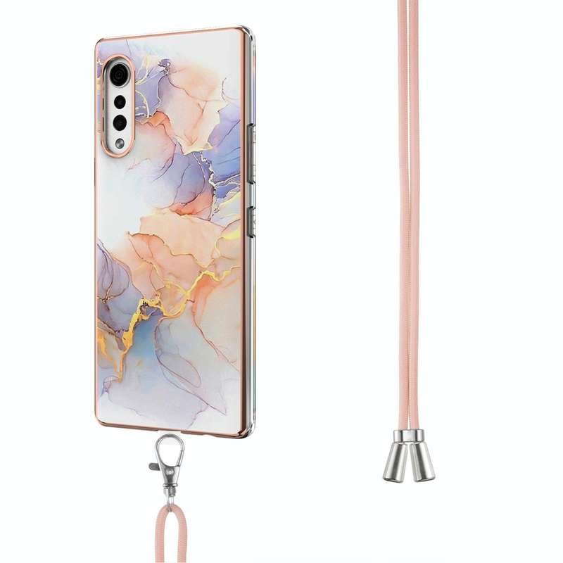For LG Velvet 4G / Velvet 5G / G9 Electroplating Pattern IMD TPU Shockproof Case with Neck Lanyar...