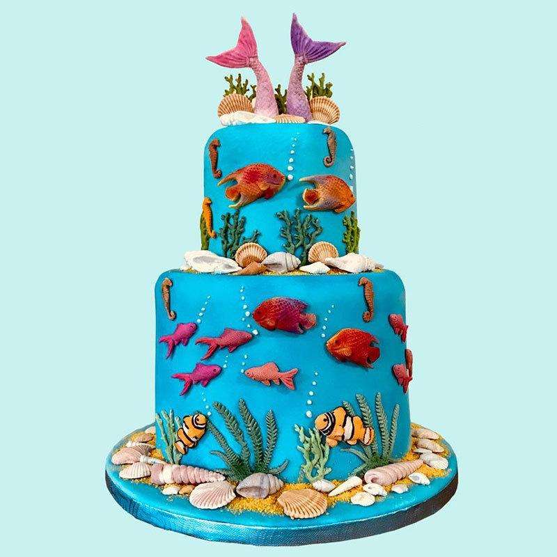 2 PCS Fondant Chocolate Dry Pes Fish Model Marine Animal Silicone Mould(Gray 50-1138)