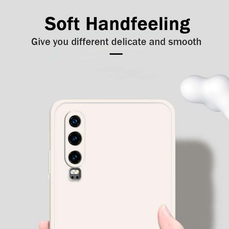 For Huawei P30 Solid Color Imitation Liquid Silicone Straight Edge Dropproof Full Coverage Protec...