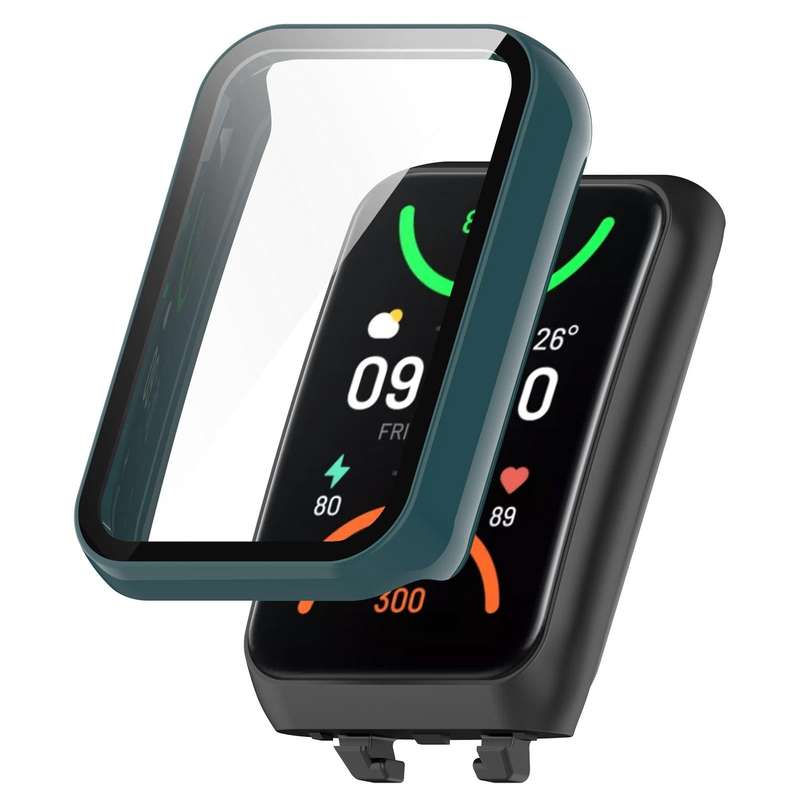 For OPPO Band 2 Tempered Glass Film PC Watch Case(Pine Green)