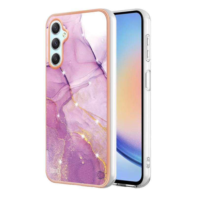 For Samsung Galaxy A24 Electroplating Marble Dual-side IMD Phone Case(Purple 001)