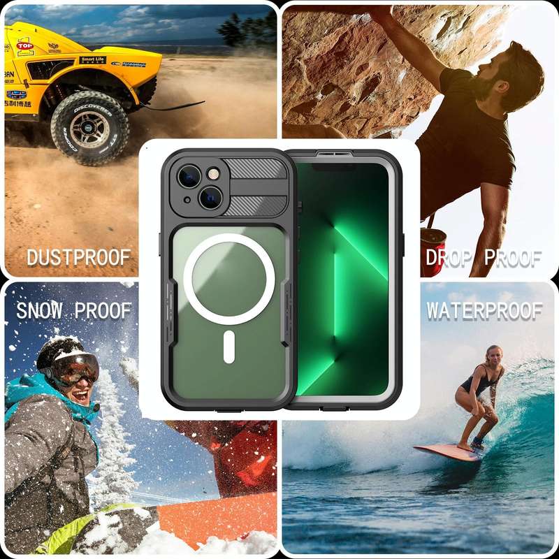 For iPhone 14 Plus RedPepper Ares 360 Full Body Rugged IPX68 Life Waterproof Magsafe Phone Case(B...