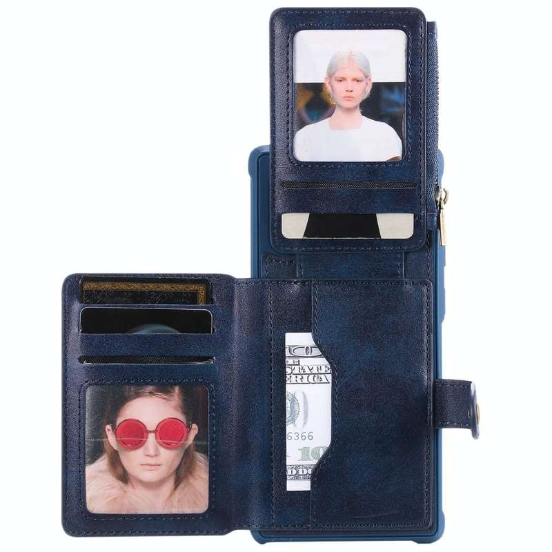 For Galaxy Note 10 Plus Zipper Shockproof Protective Case with Card Slots & Bracket & Photo Holde...