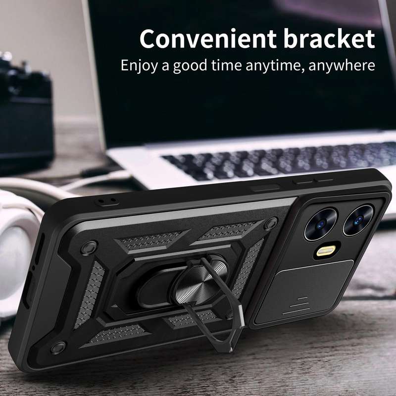 For Realme C55 4G Sliding Camera Cover Design TPU+PC Phone Case(Green)