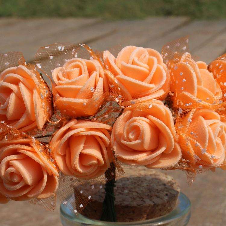 DIY Mini Foam Rose Artificial Flower Bouquet Multicolor Rose Wedding Flower Decoration Scrapbooki...
