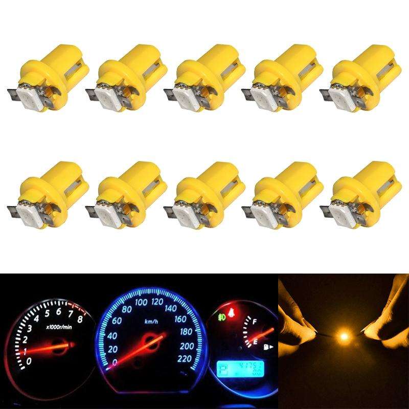 10 PCS T8.5 5050 Led 1 SMD Car Gauge Dash Bulb Dashboard Instrument Light Wedge Interior Lamp(Yel...