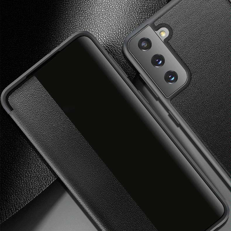 For Samsung Galaxy S21 Ultra 5G Magnetic Side Window View Shockproof Horizontal Flip Leather Case...