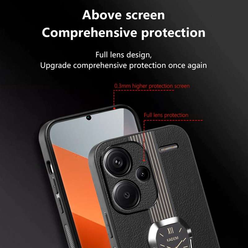 For Xiaomi Redmi Note 13 Pro+ Magnetic Litchi Leather Back Phone Case with Holder(Black)