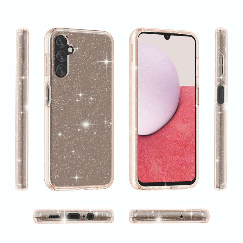 For Samsung Galaxy A14 5G / 4G Shockproof Terminator Style Glitter Powder Phone Case(Shiny Gold)