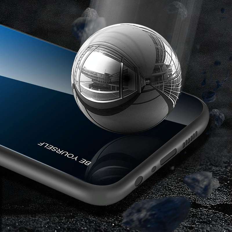 For Galaxy A10s Gradient Color Glass Case(Blue)