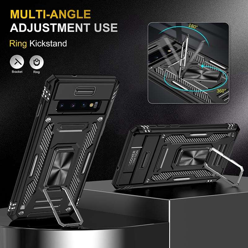 For Samsung Galaxy S10 Armor PC + TPU Camera Shield Phone Case(Black)