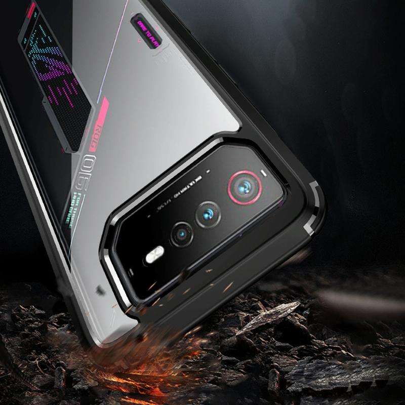 For Asus ROG Phone 6 Clear PC + TPU Shockproof Phone Case(Black)