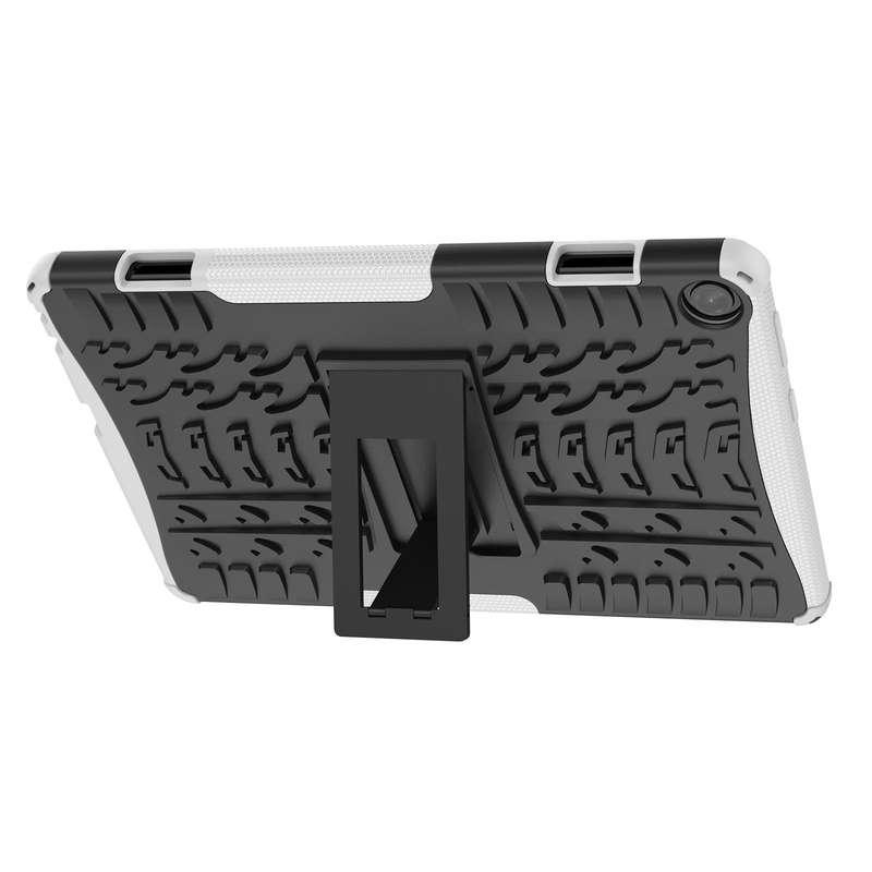 For Lenovo Tab M10 3rd Gen Tire Texture TPU + PC Tablet Case with Holder(White)