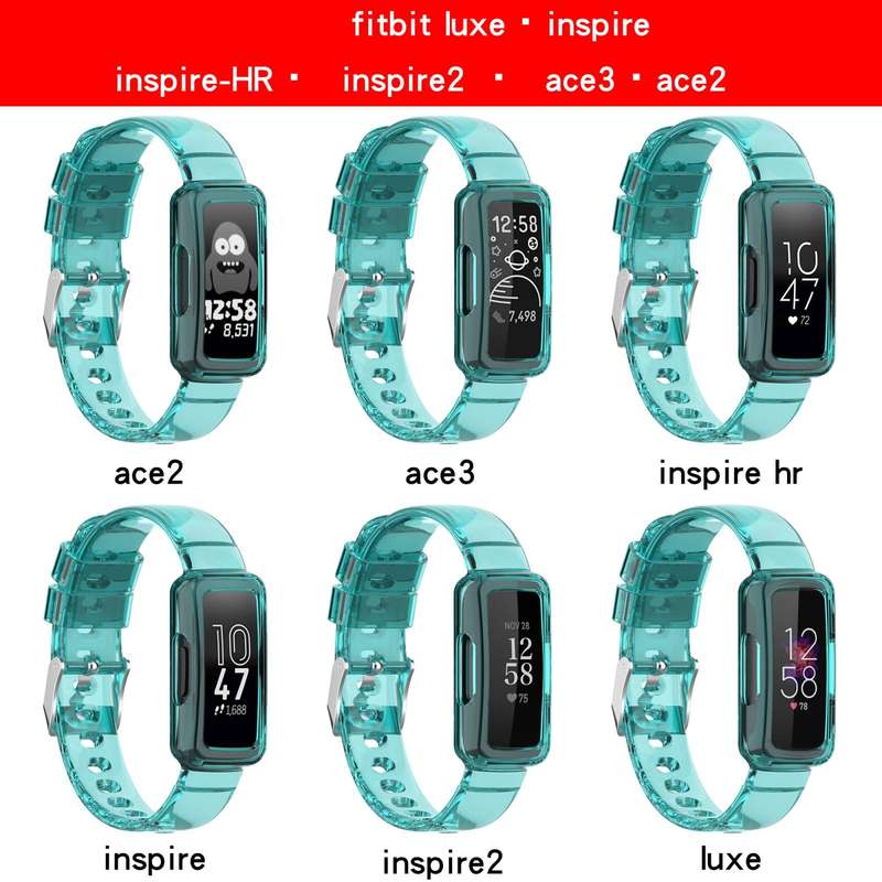 For Fitbit Ace 3 Transparent Silicone Integrated Watch Band(Transparent Black)