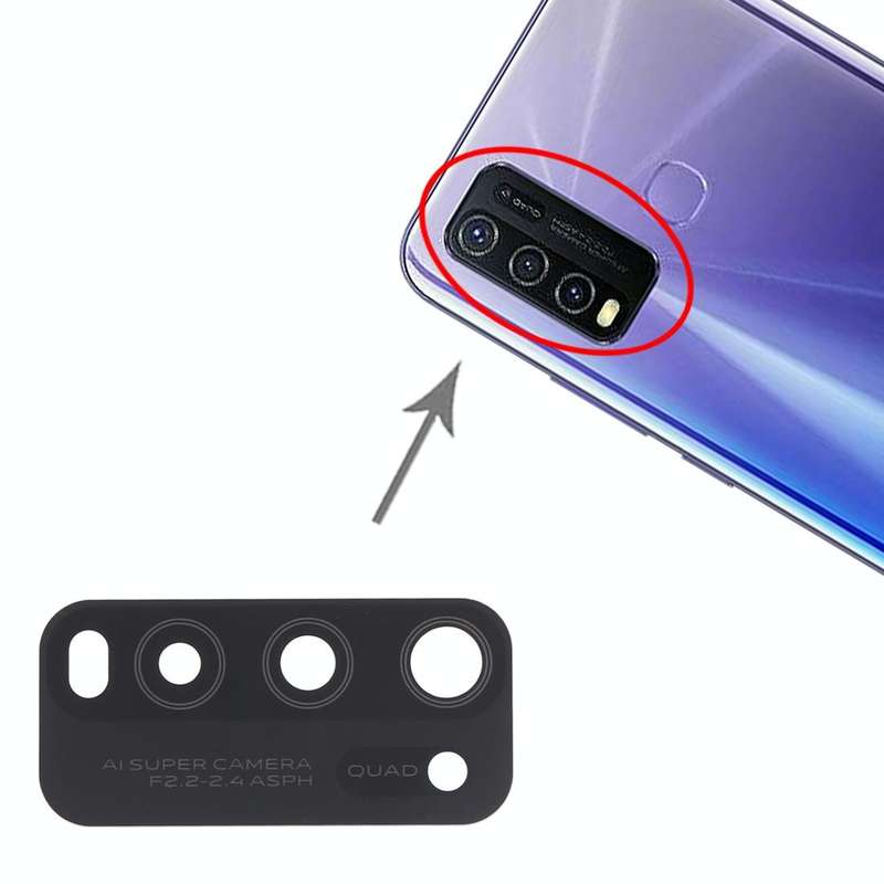 For Vivo Y50 1935, V1965A / Vivo Y30 1938 10pcs Back Camera Lens (Black)