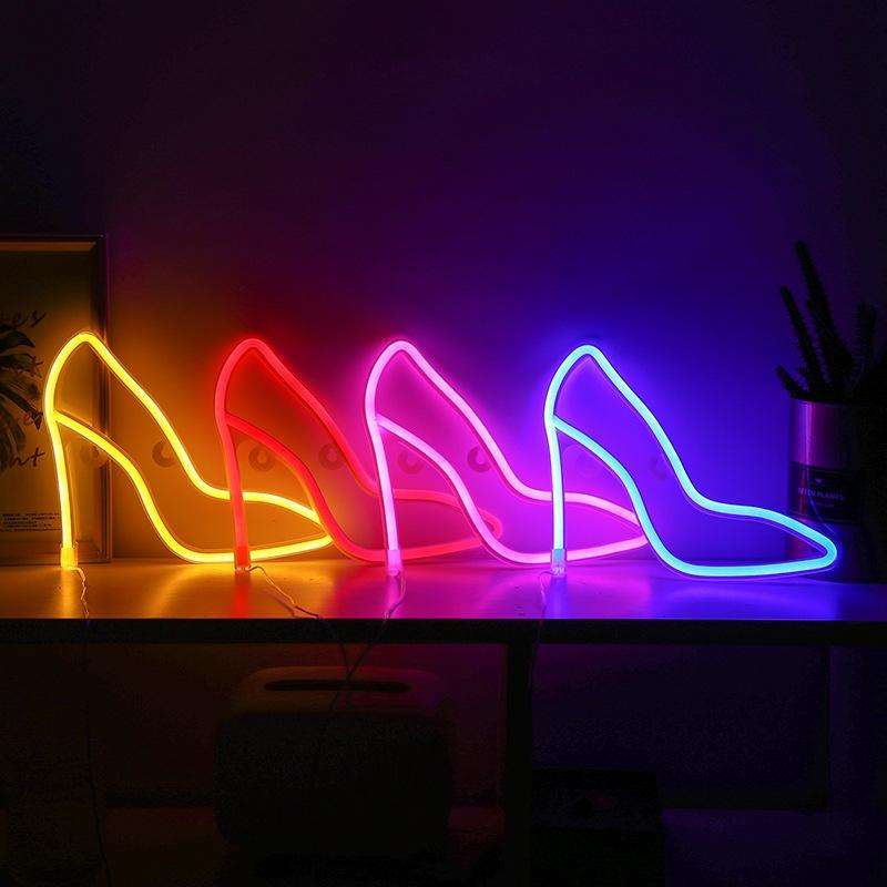 LED High Heels Neon Modeling Lights Bar Cafe Decoration Lights Lights(Blue Light)