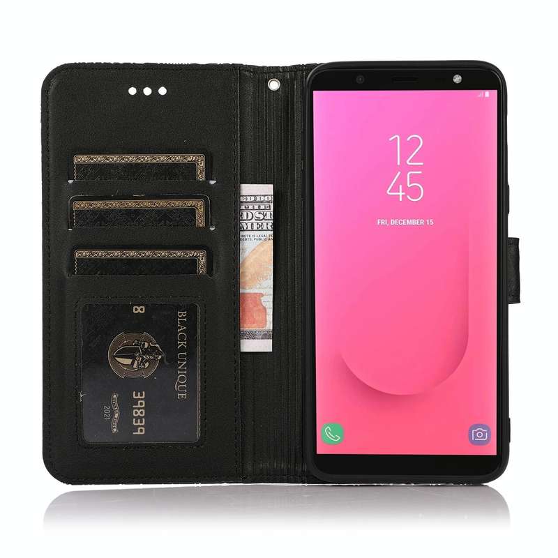 For Samsung Galaxy J8 Skin Feel Embossed Sunflower Horizontal Flip Leather Case with Holder & Car...